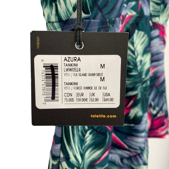 Lole Azura Tankini Womens Medium Green Pink Floral Fiji Island Rainforest New - Picture 3 of 9